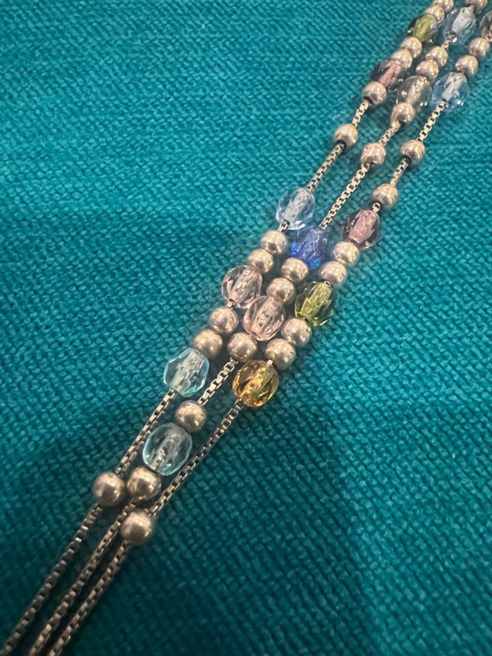 Taxco Pastel Multi-Strand Bead & Silver Bracelet